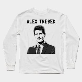 Alex Trebek --- Retro Vintage Aesthetic Long Sleeve T-Shirt